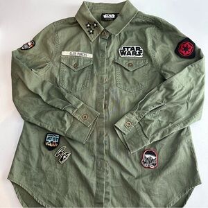 Kids Star Wars Button-up Military-style Shirt With Patches Size XS